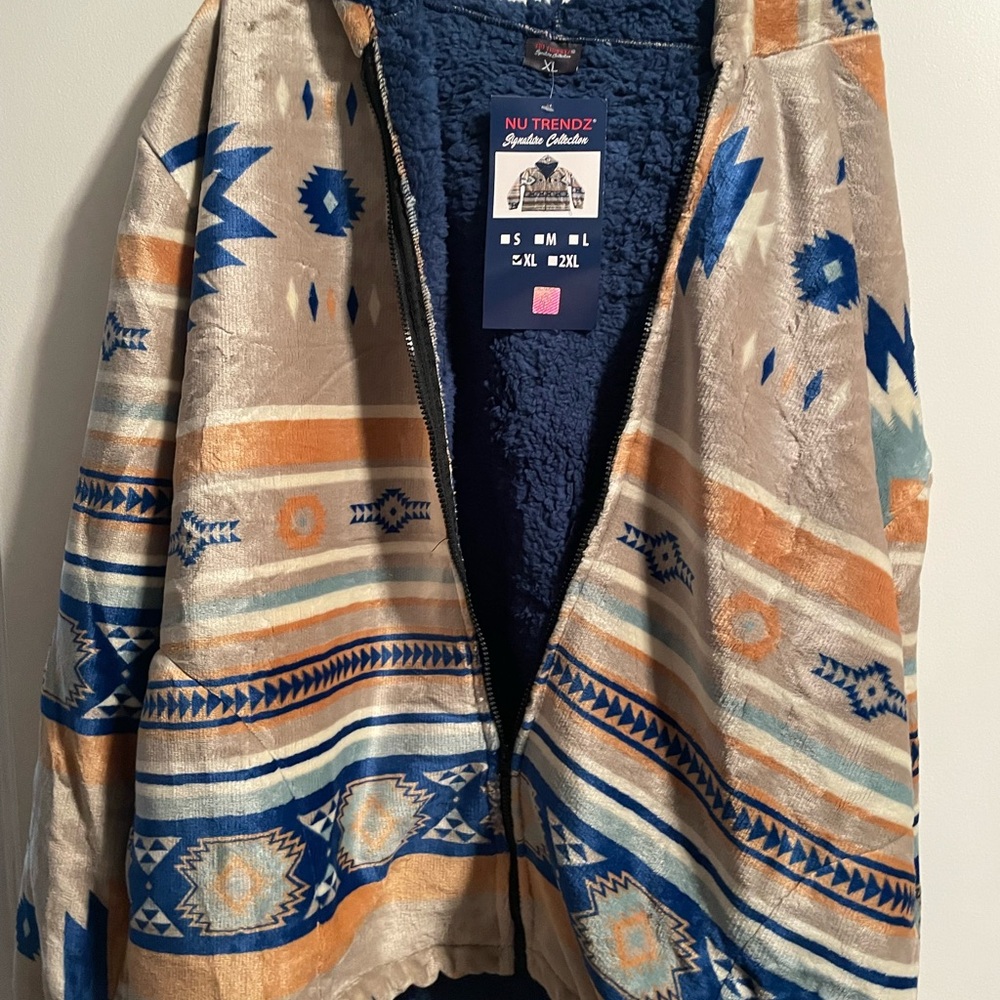 Women's Aztec Jacket - Blue and Tan